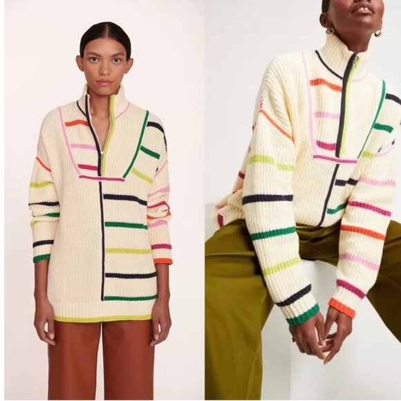 Staud Hampton Oversized Rainbow Knit Sweater - Picture 1 of 16